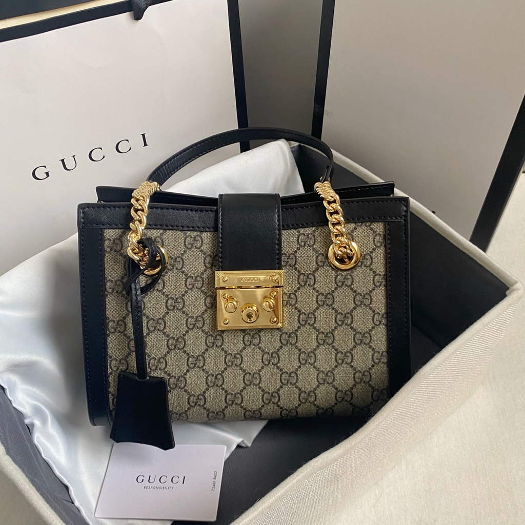 Gucci Padlock small GG shoulder bag 498156 Black leather