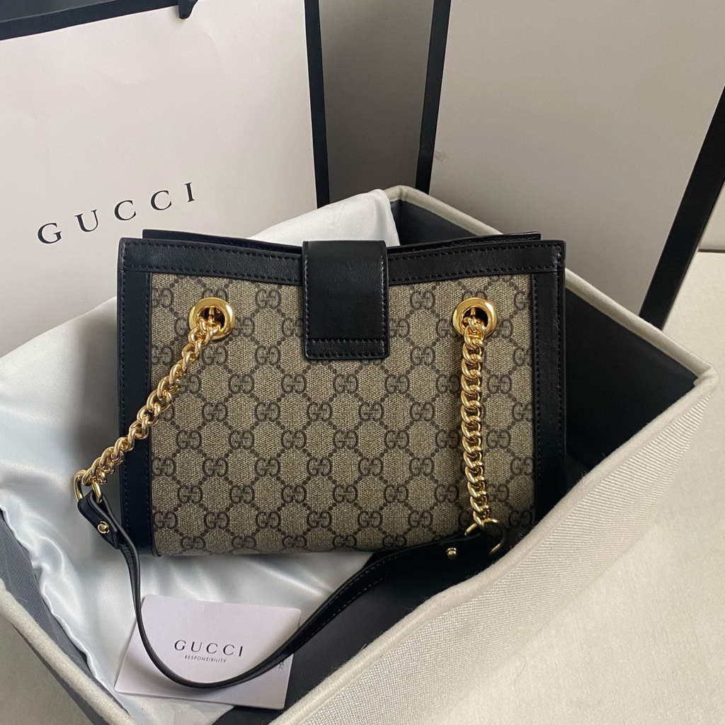 Gucci Padlock small GG shoulder bag 498156 Black leather