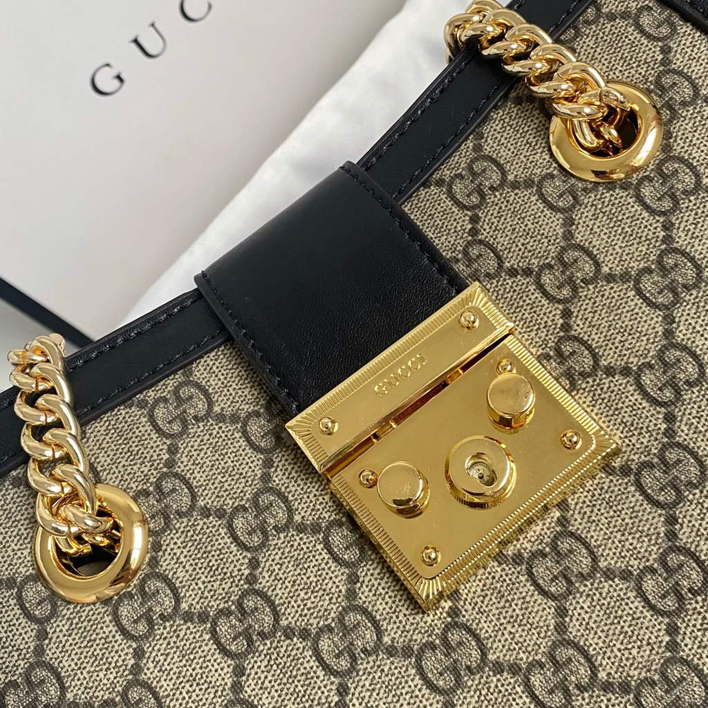 Gucci Padlock small GG shoulder bag 498156 Black leather