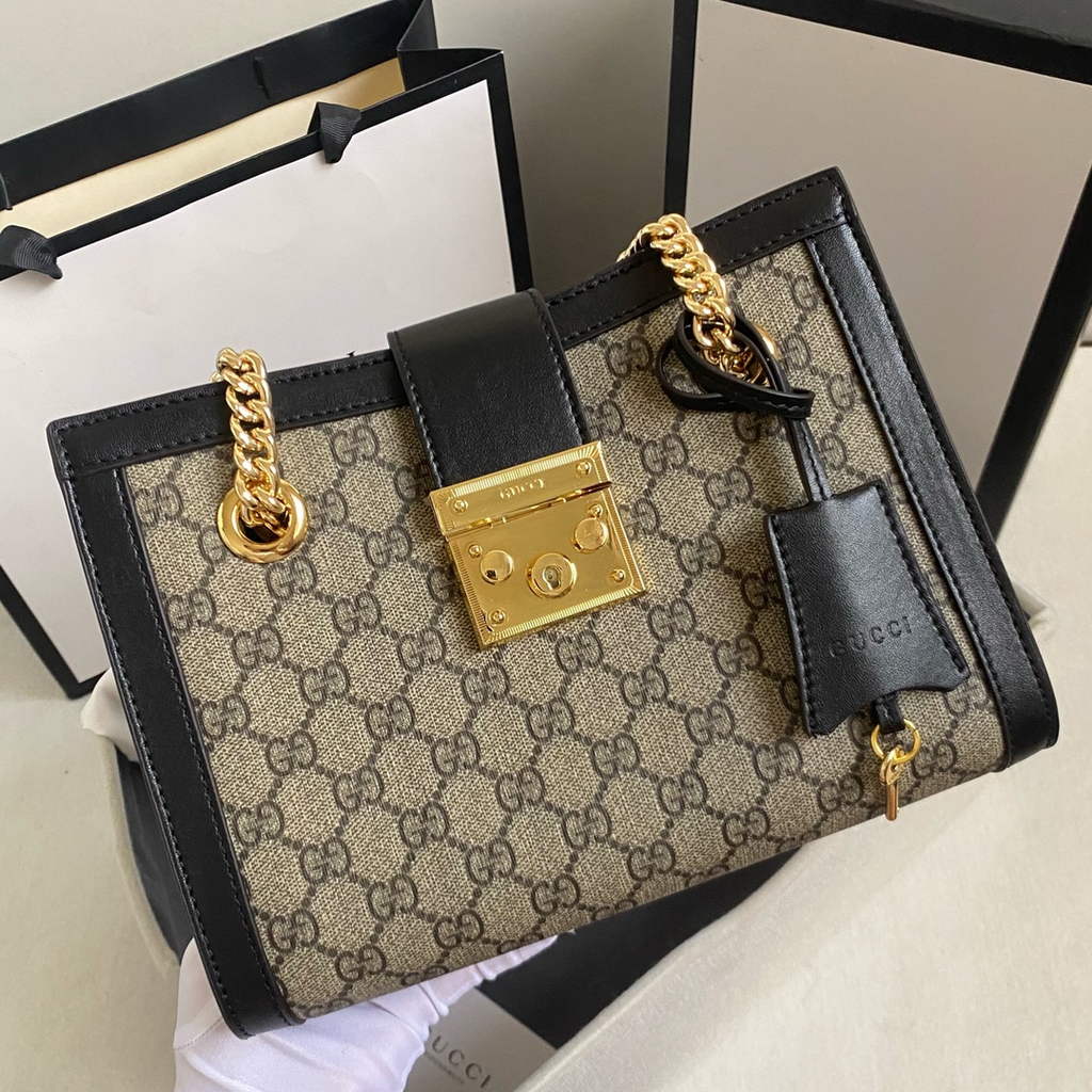 Gucci Padlock small GG shoulder bag 498156 Black leather