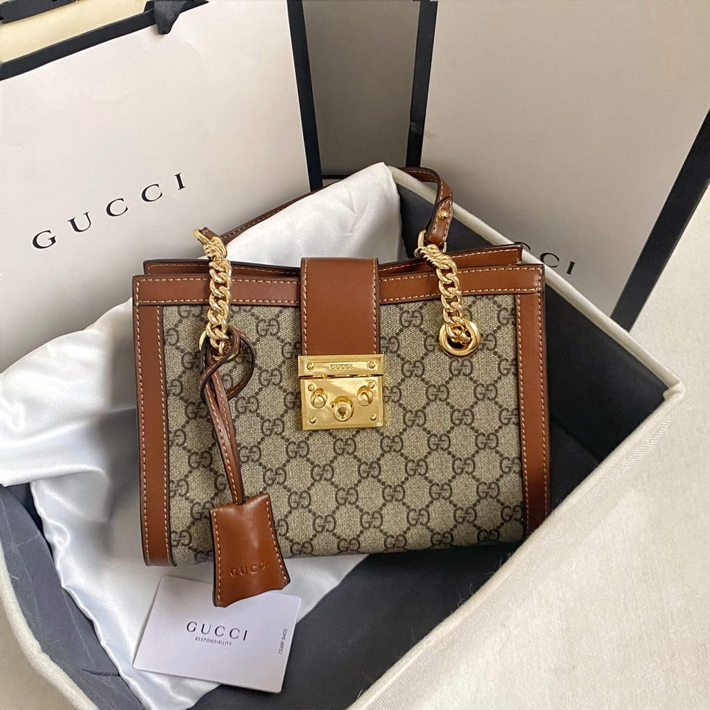Gucci Padlock small GG shoulder bag 498156 Bronw leather