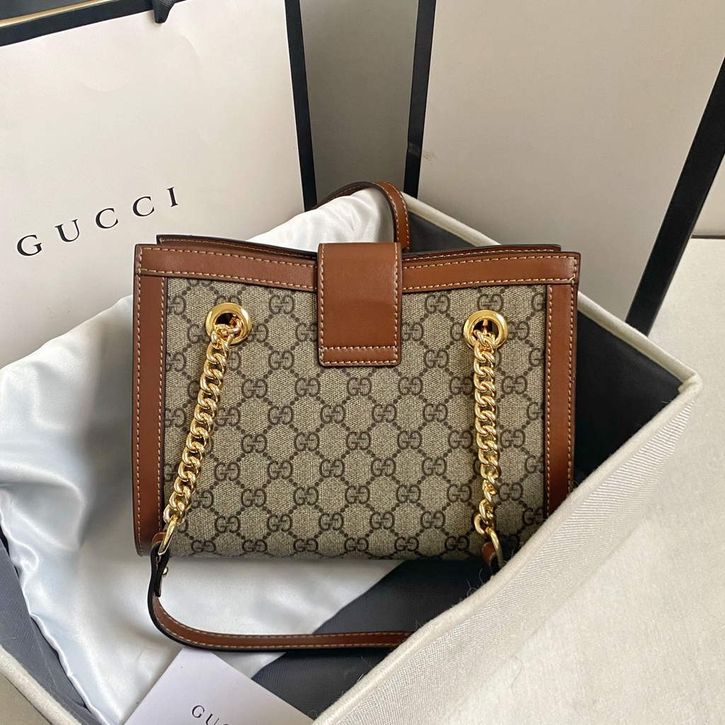 Gucci Padlock small GG shoulder bag 498156 Bronw leather
