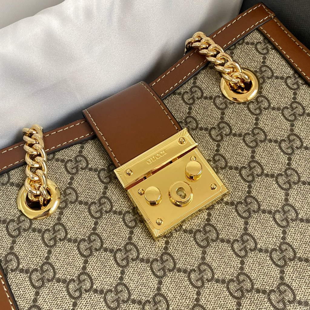 Gucci Padlock small GG shoulder bag 498156 Bronw leather