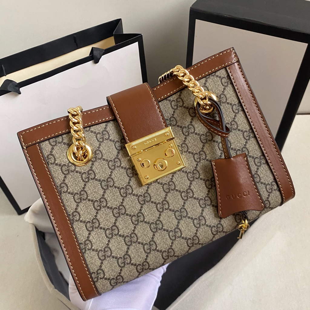 Gucci Padlock small GG shoulder bag 498156 Bronw leather