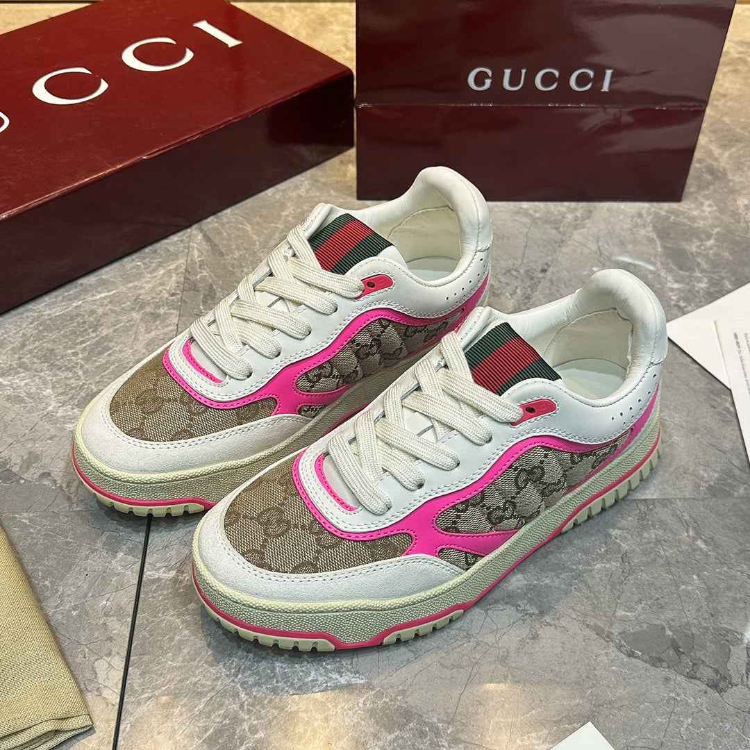 Gucci Re-Web sneaker ‎787476 Pink and ebony Original GG canvas - Default Title - View 1