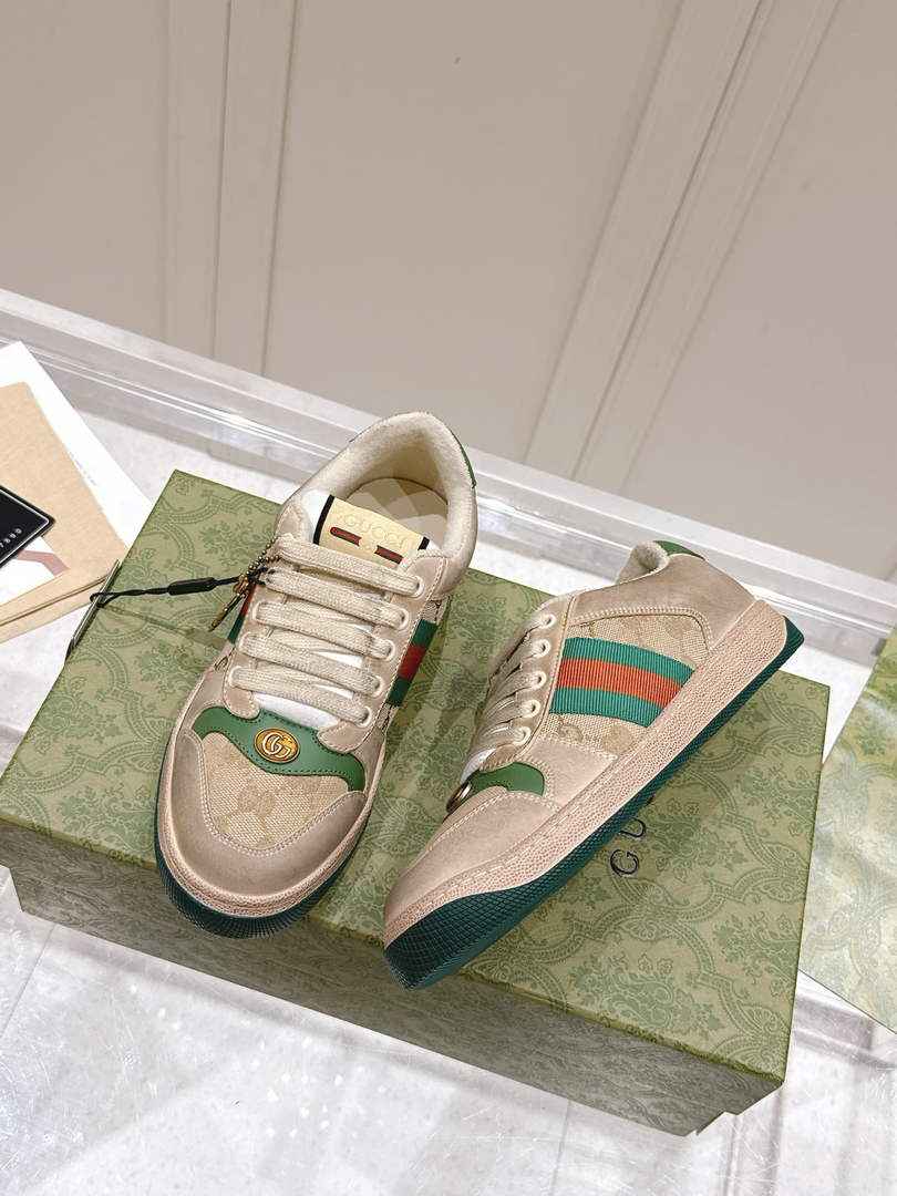 Gucci Screener sneaker 546551 White leather and Original GG canvas - Default Title - View 1