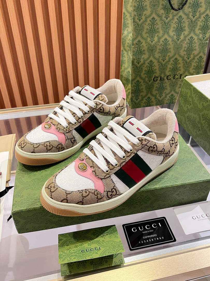 Gucci GG Screener sneaker‎ ‎812638 Pink and brown Original GG canvas - Default Title - View 1
