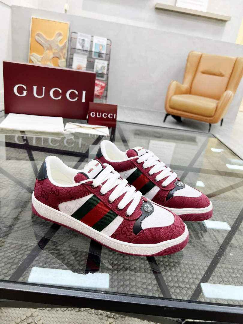 Gucci GG Screener sneaker‎ ‎812638 Rosso Ancora GG canvas - Default Title - View 1