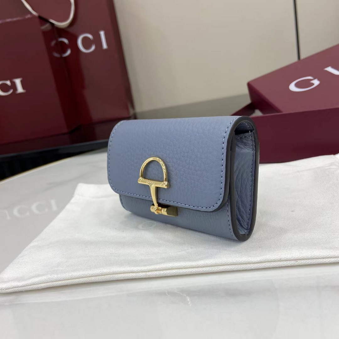 Gucci Softbit card case 828148 in Blue leather