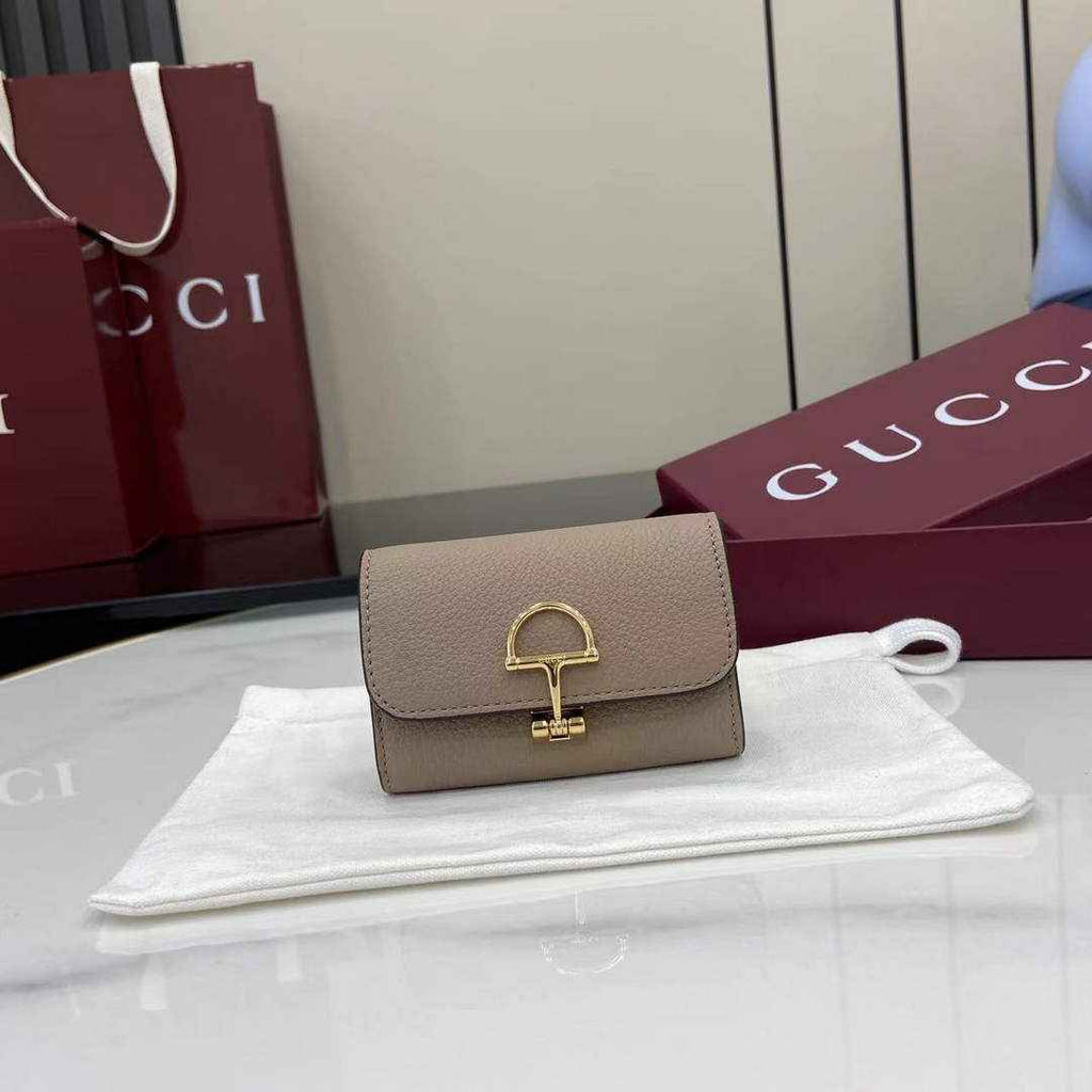 Gucci Softbit card case 828148 in Taupe leather