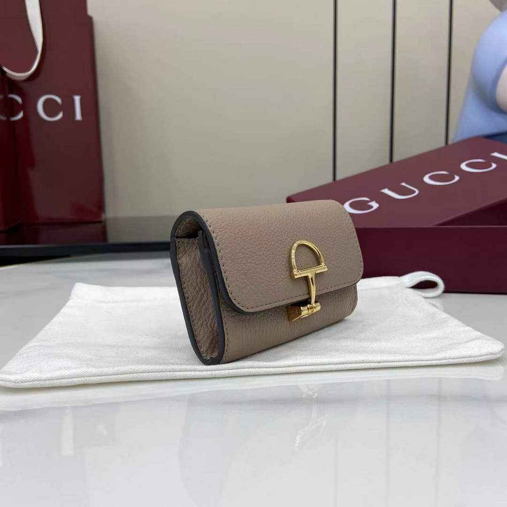 Gucci Softbit card case 828148 in Taupe leather