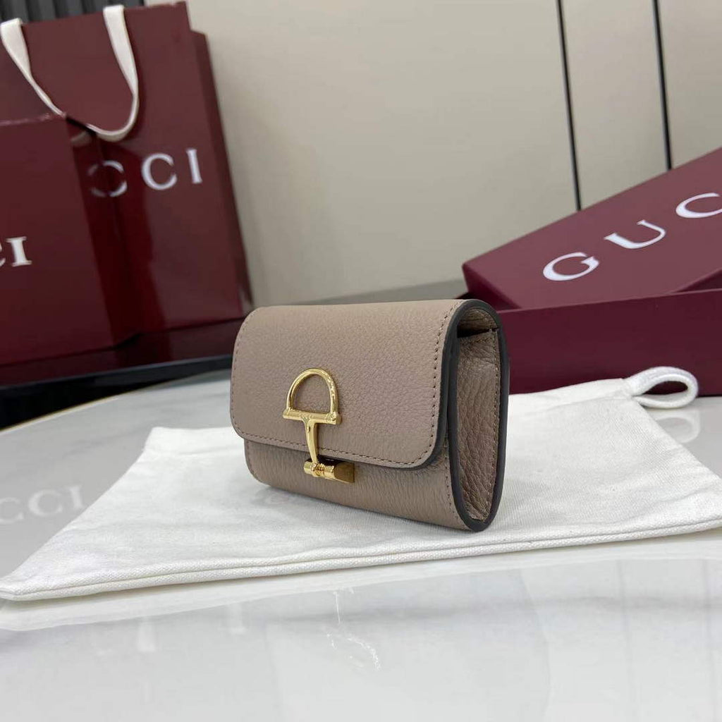 Gucci Softbit card case 828148 in Taupe leather