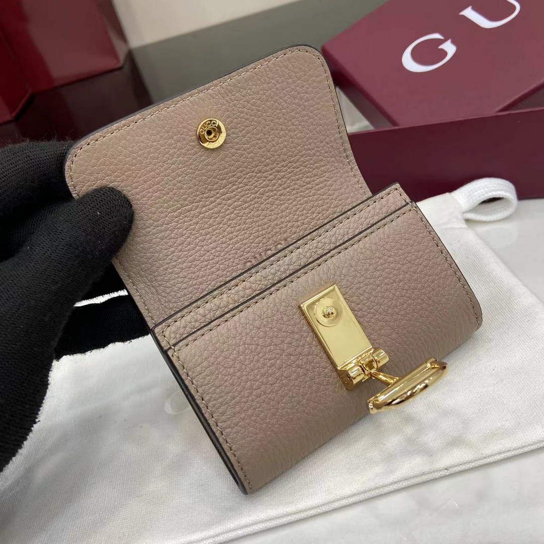 Gucci Softbit card case 828148 in Taupe leather