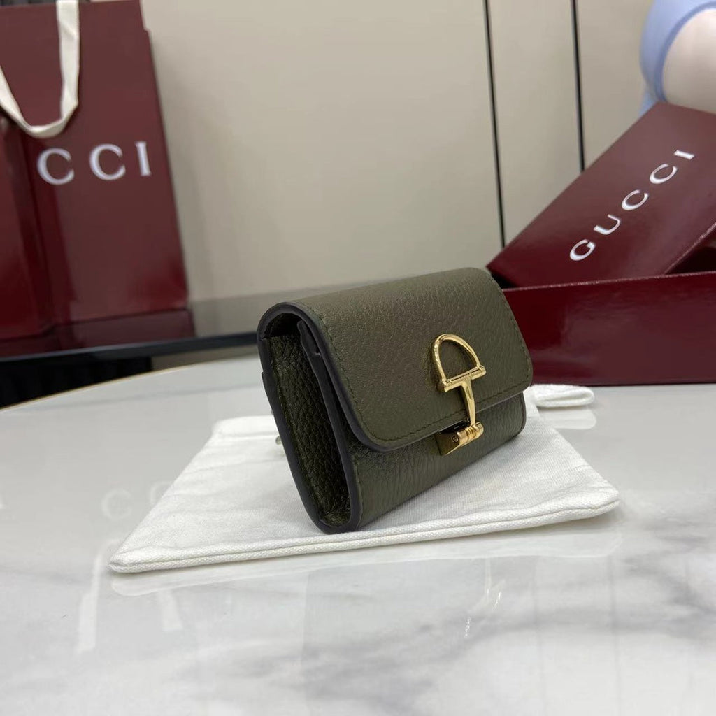 Gucci Softbit card case 828148 in Green leather