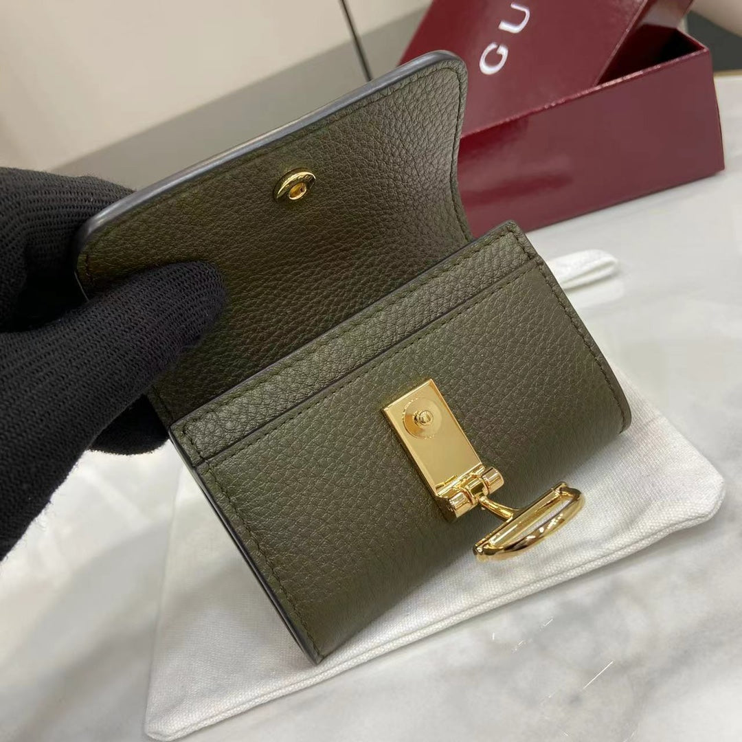 Gucci Softbit card case 828148 in Green leather