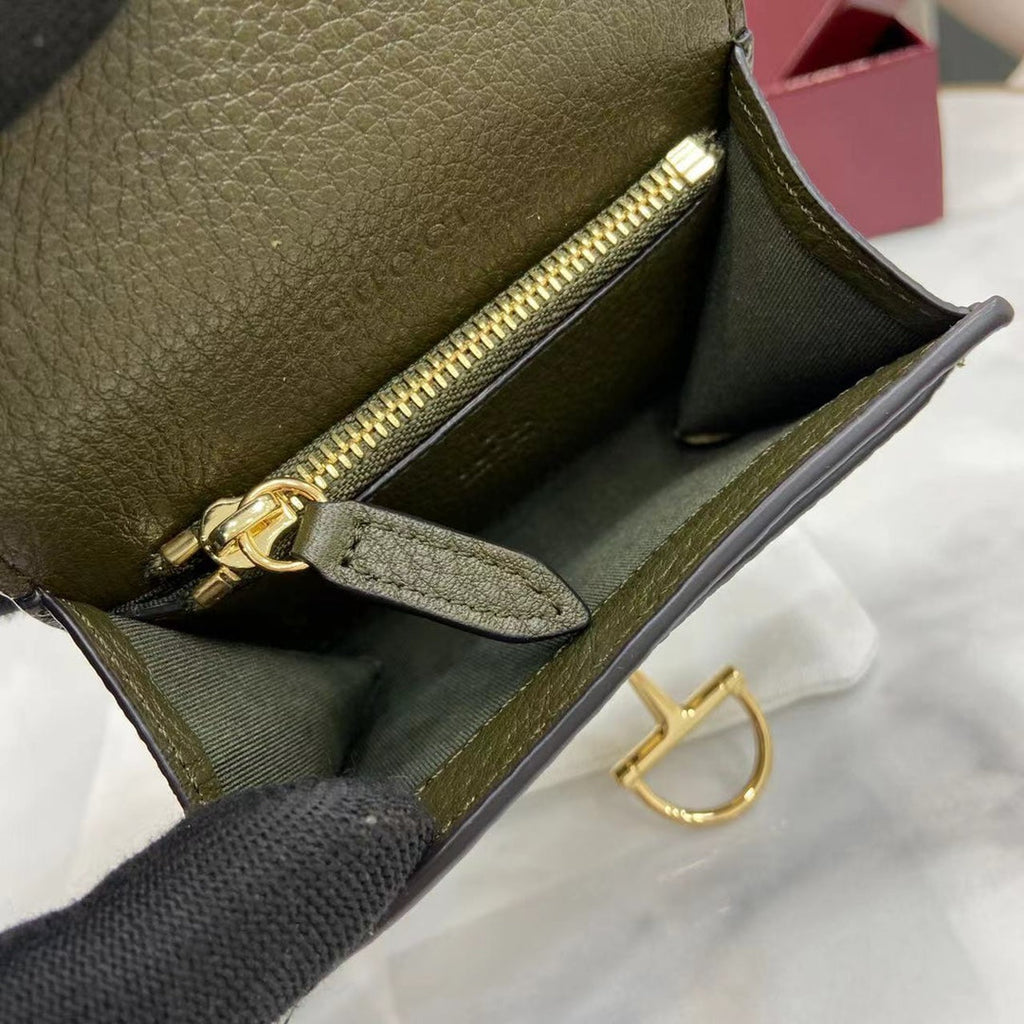 Gucci Softbit card case 828148 in Green leather