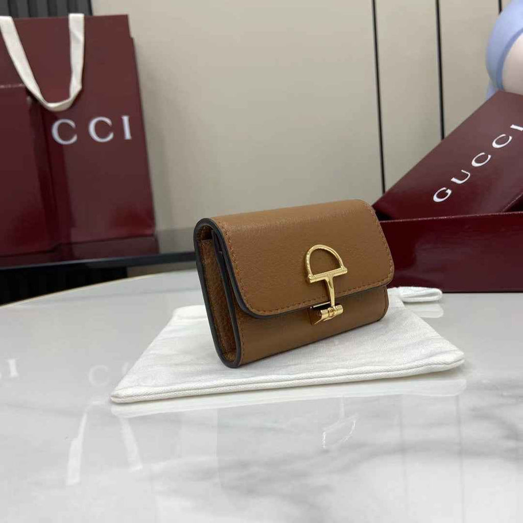 Gucci Softbit card case 828148 in brown leather