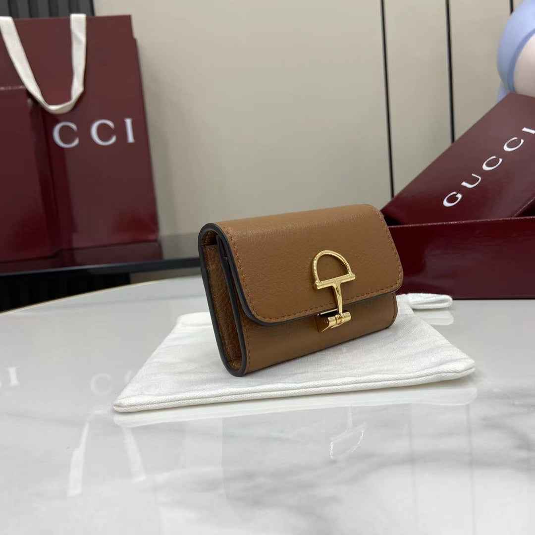 Gucci Softbit card case 828148 in brown leather
