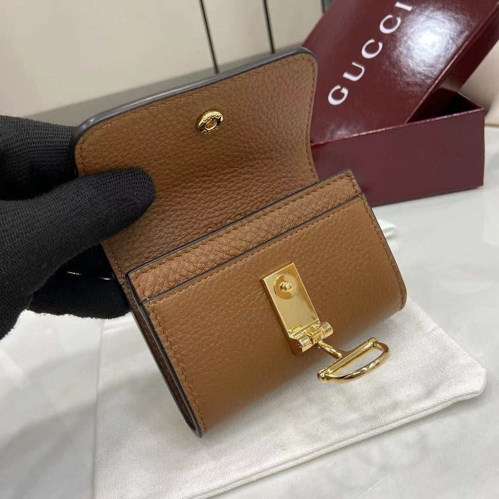 Gucci Softbit card case 828148 in brown leather