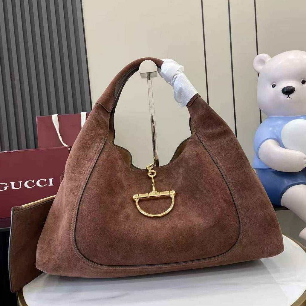 Gucci Softbit maxi shoulder bag, ‎837466 in dark brown suede