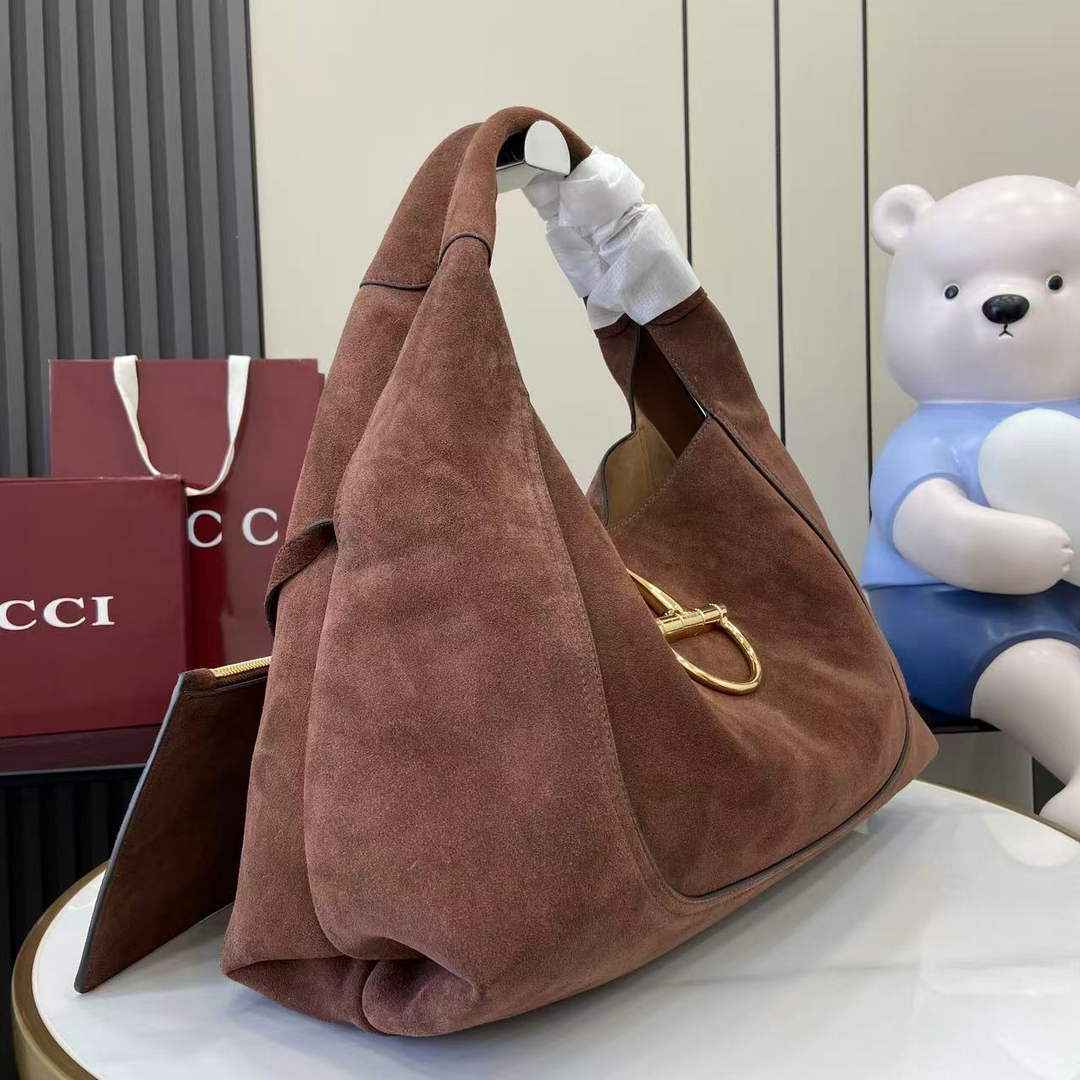 Gucci Softbit maxi shoulder bag, ‎837466 in dark brown suede
