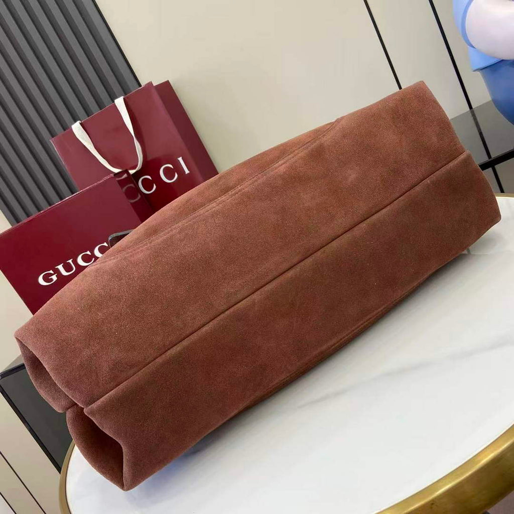 Gucci Softbit maxi shoulder bag, ‎837466 in dark brown suede