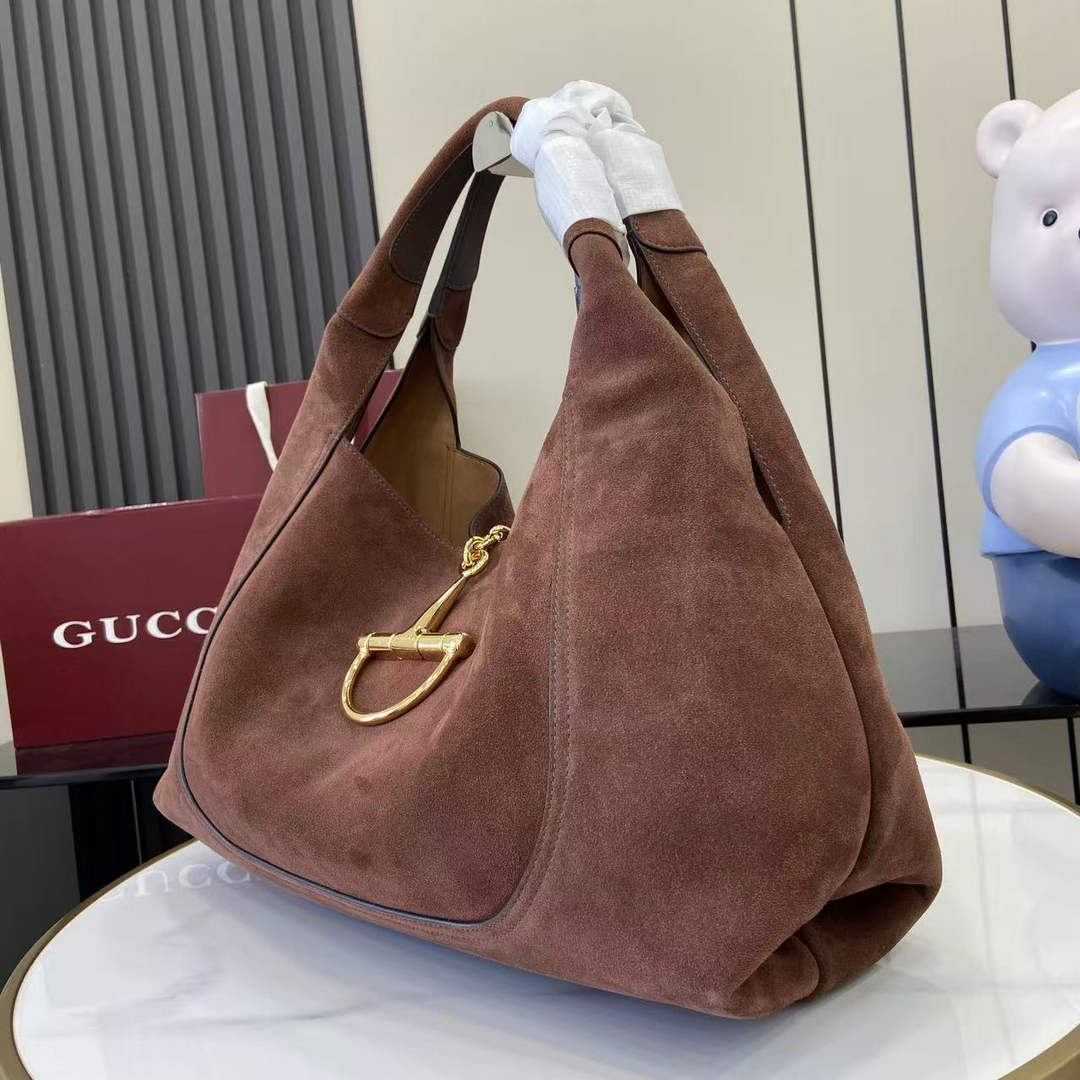 Gucci Softbit maxi shoulder bag, ‎837466 in dark brown suede