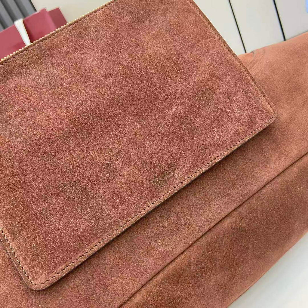Gucci Softbit maxi shoulder bag, ‎837466 in dark brown suede