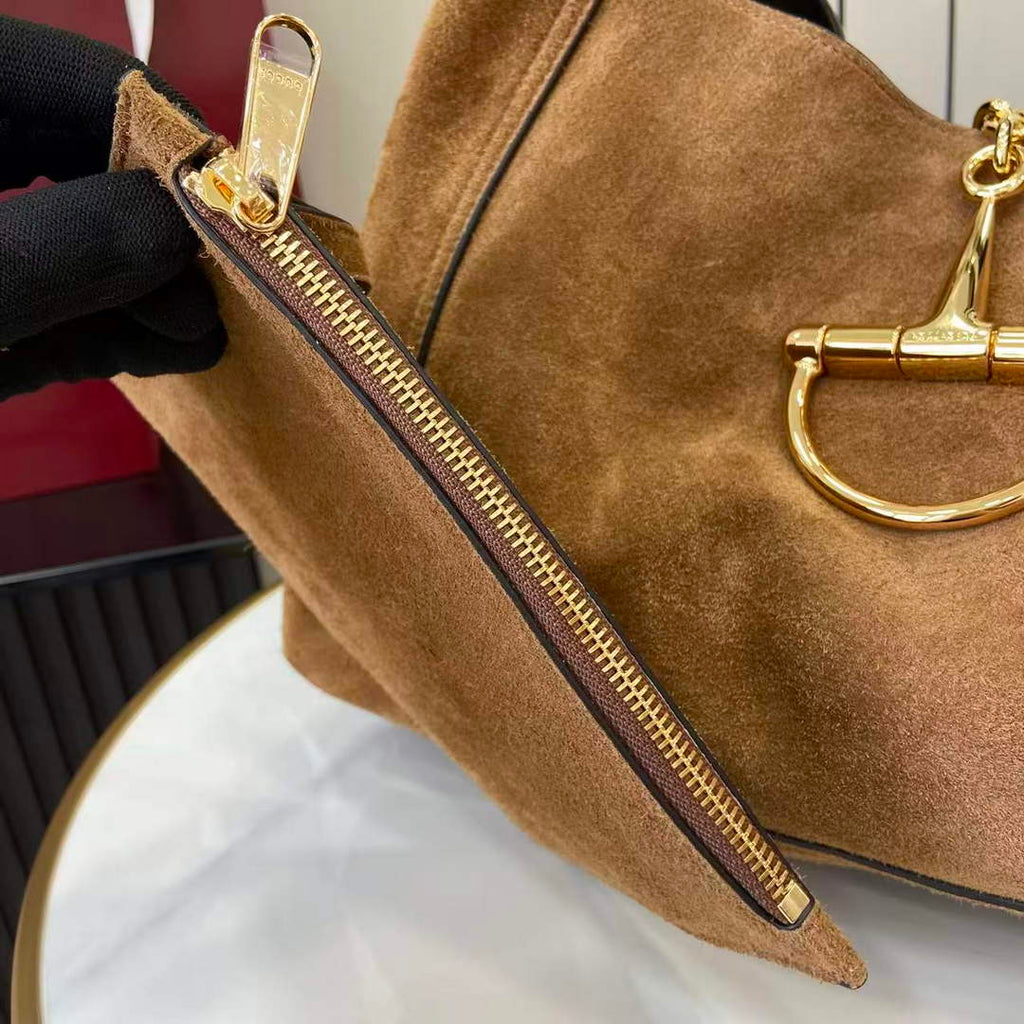Gucci Softbit maxi shoulder bag, ‎837466 in brown suede