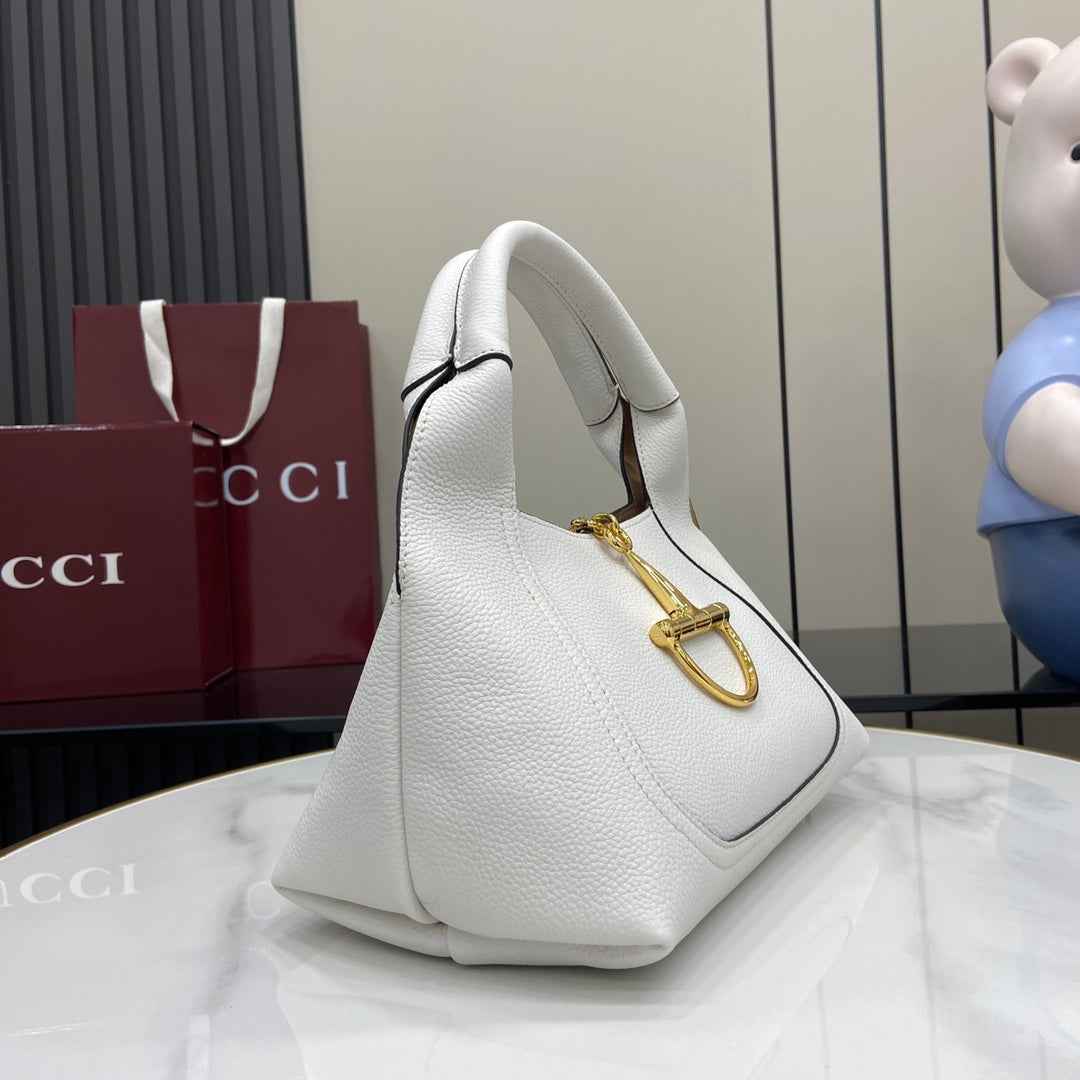 Gucci Softbit medium top handle bag, 837467 in white leather