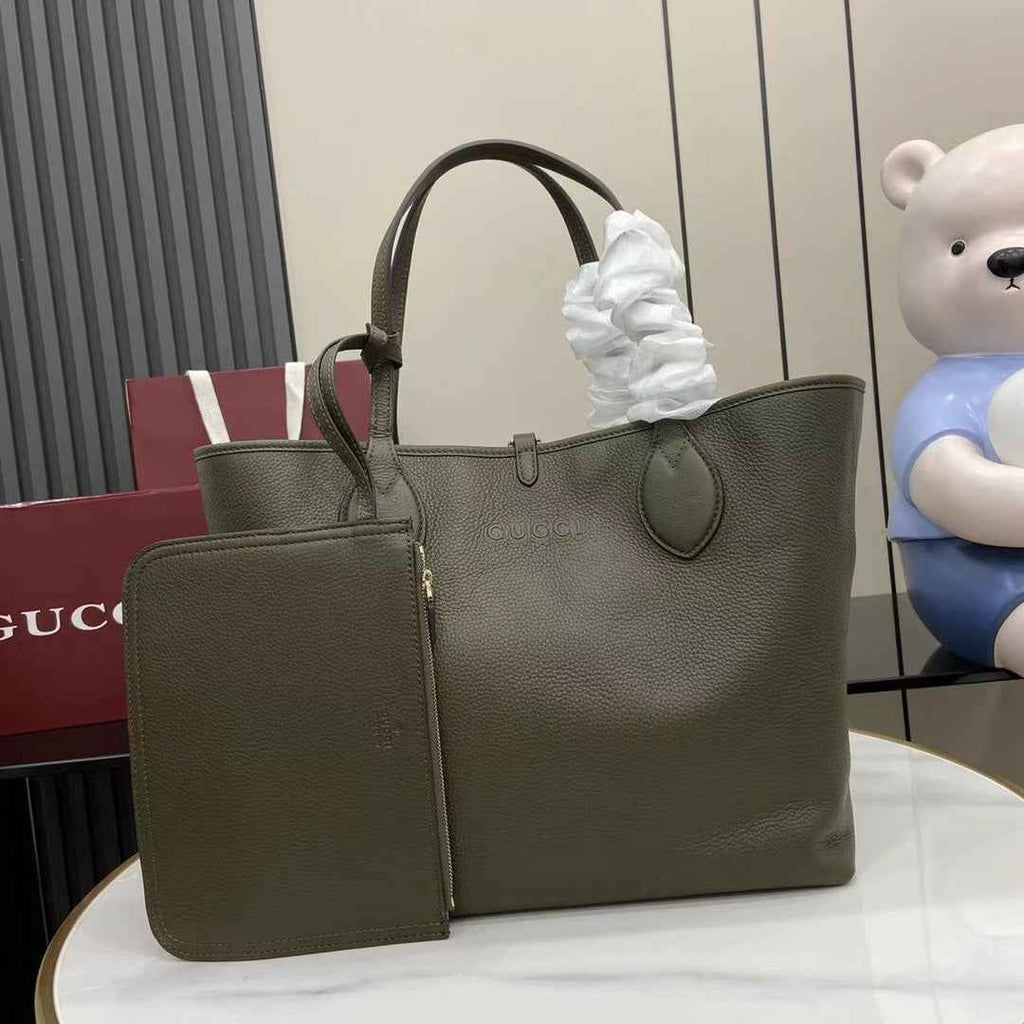 Gucci Totissima large reversible tote bag ‎839112 Green leather