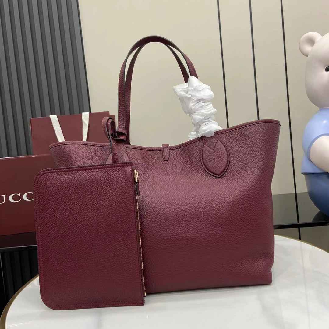 Gucci Totissima large reversible tote bag ‎839112 Rosso Ancora red leather