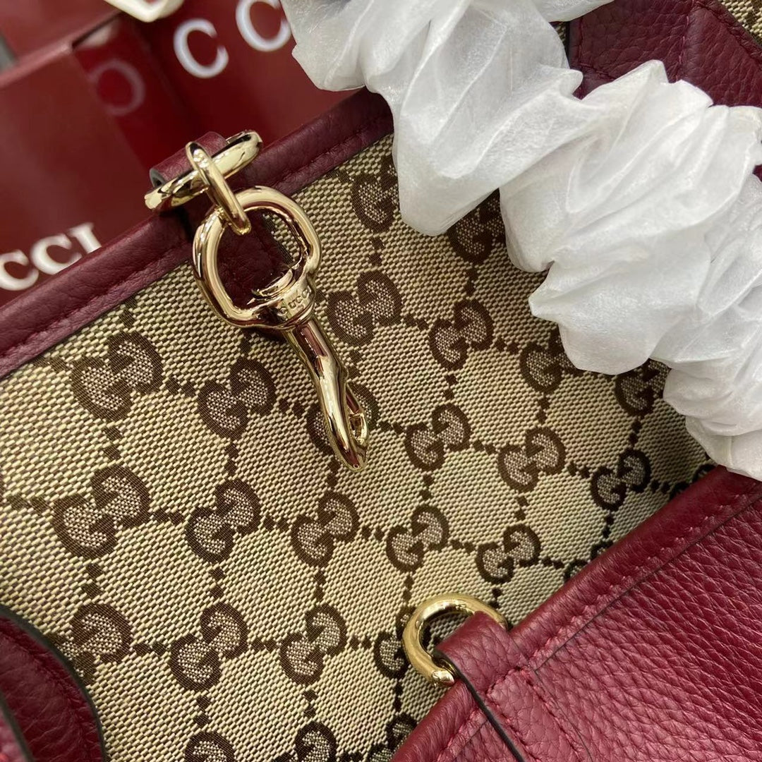 Gucci Totissima large reversible tote bag ‎839112 Rosso Ancora red leather