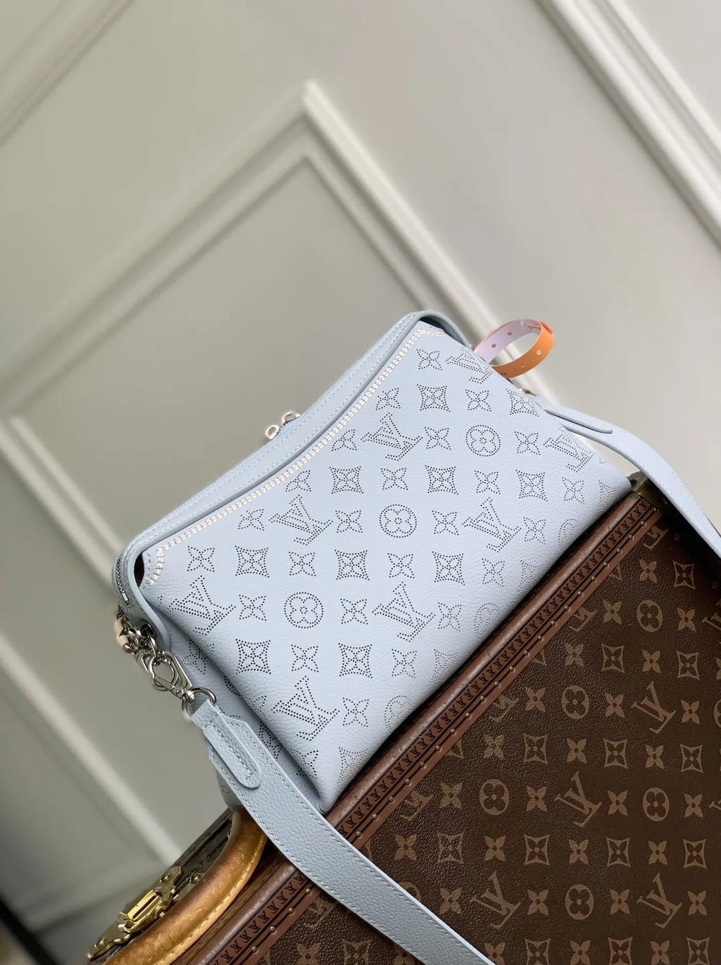 Louis Vuitton Hand It All PM Bag, M29317 Blue Olympe Perforated Mahina