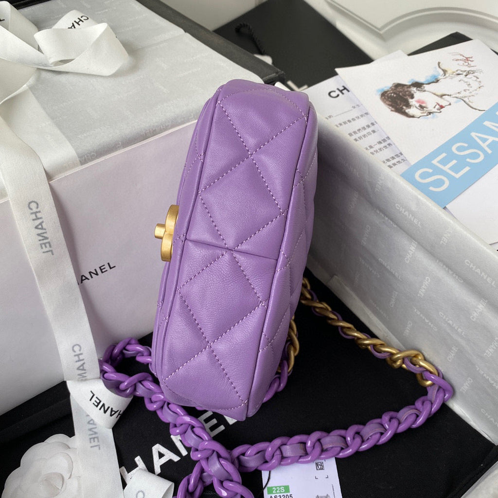 Chanel AS3205 Mini Flap Bag Lambskin Gold-Tone Metal Purple