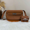 Hermès Brown Swift Kelly Moove Bag Silver 825663
