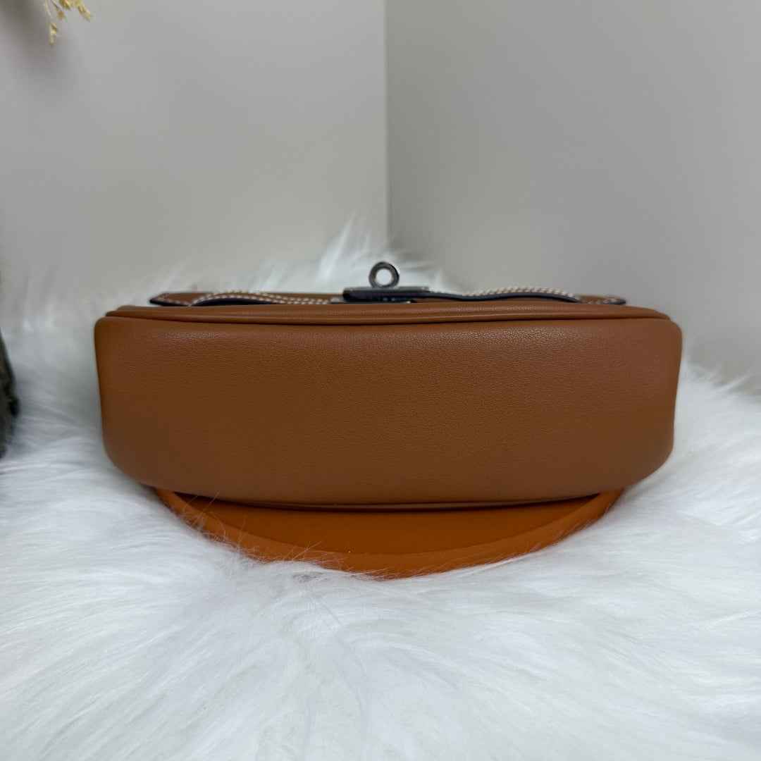 Hermès Brown Swift Kelly Moove Bag Silver 825663