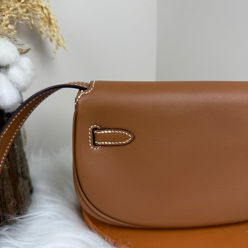 Hermès Brown Swift Kelly Moove Bag Silver 825663