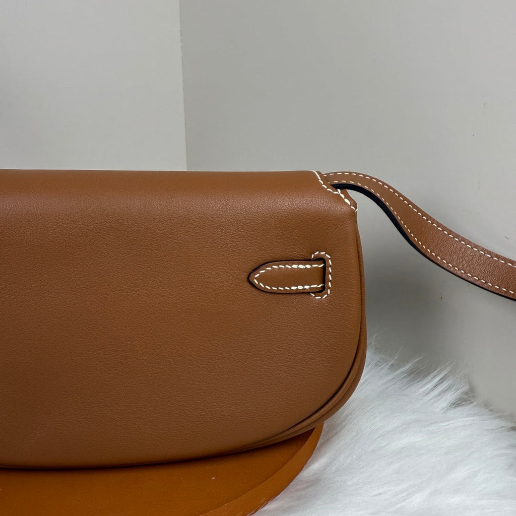 Hermès Brown Swift Kelly Moove Bag Silver 825663