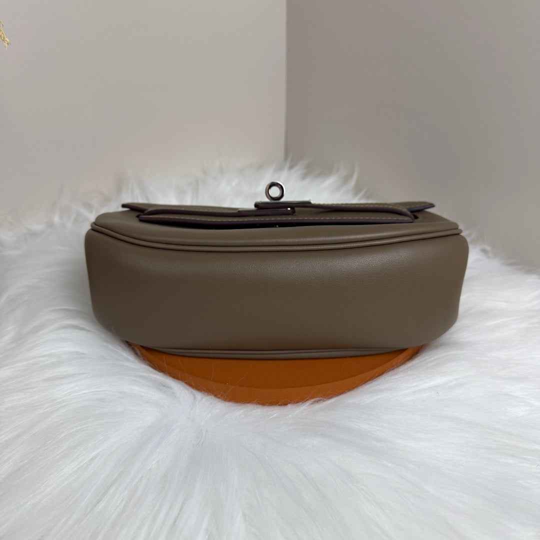 Hermès Dark Gray Swift Kelly Moove Bag Silver 825664