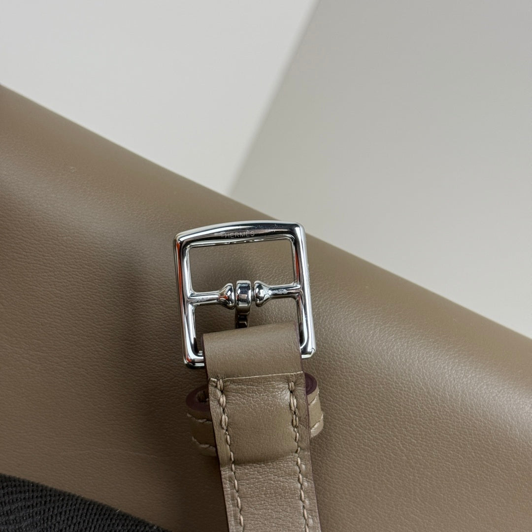 Hermès Dark Gray Swift Kelly Moove Bag Silver 825664