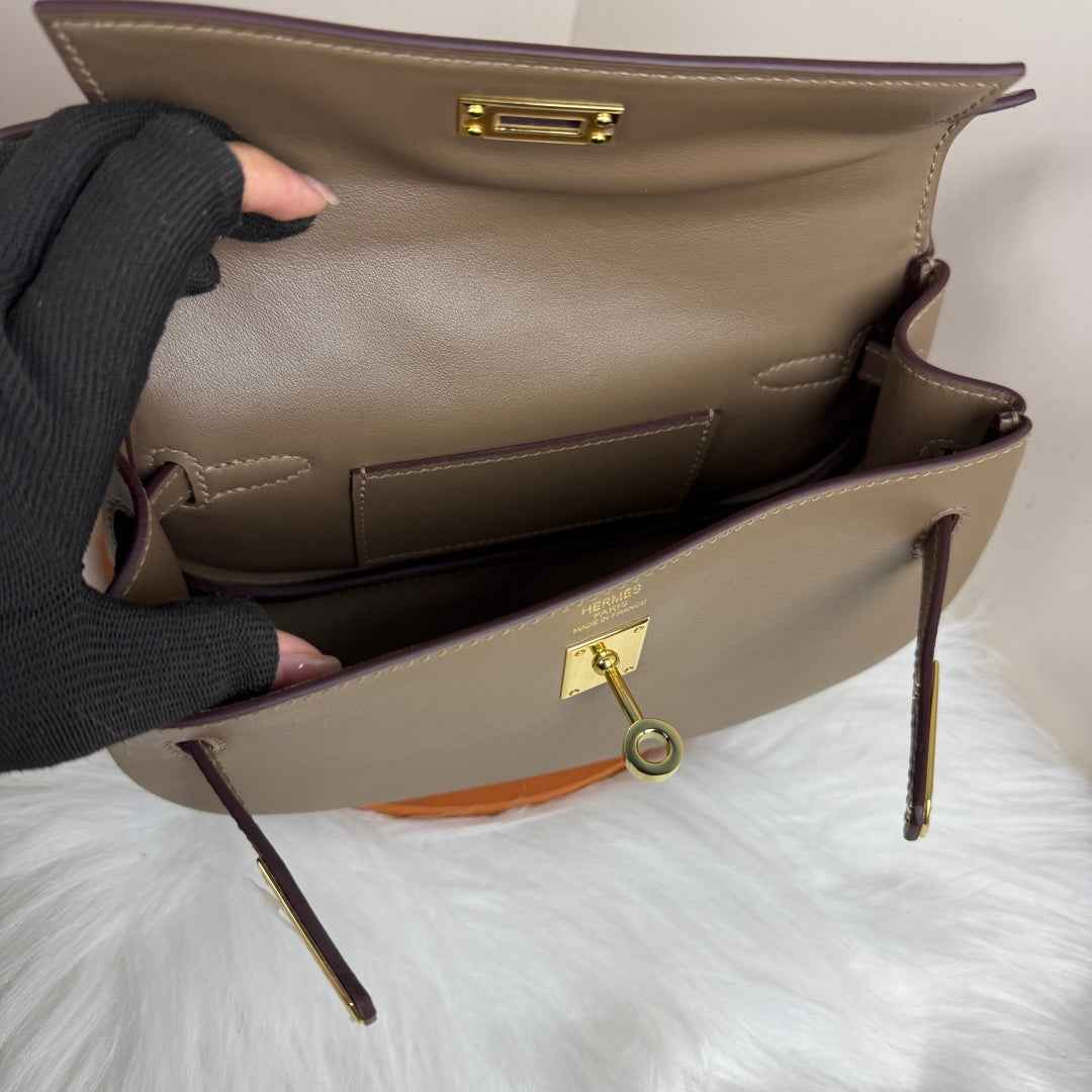 Hermès Dark Gray Swift Kelly Moove Bag Gold 825665