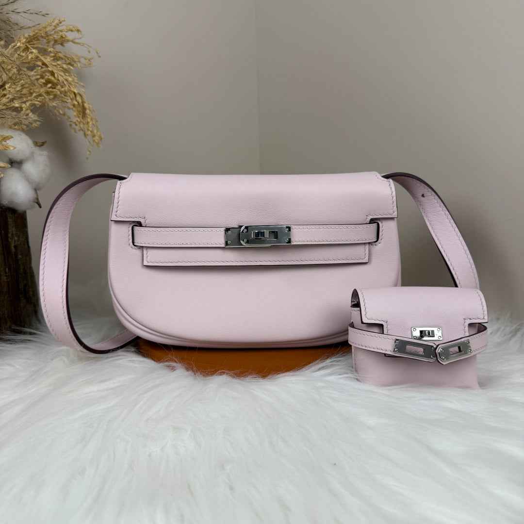 Hermès Pink Swift Kelly Moove Bag Silver 825667