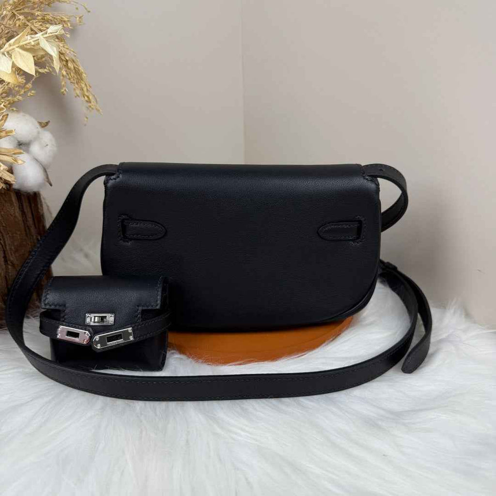 Hermès Black Swift Kelly Moove Bag Silver 825661