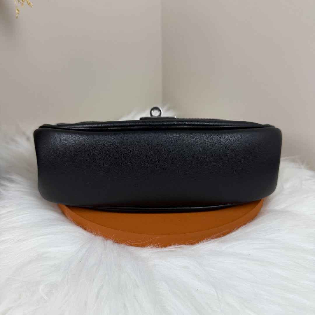 Hermès Black Swift Kelly Moove Bag Silver 825661