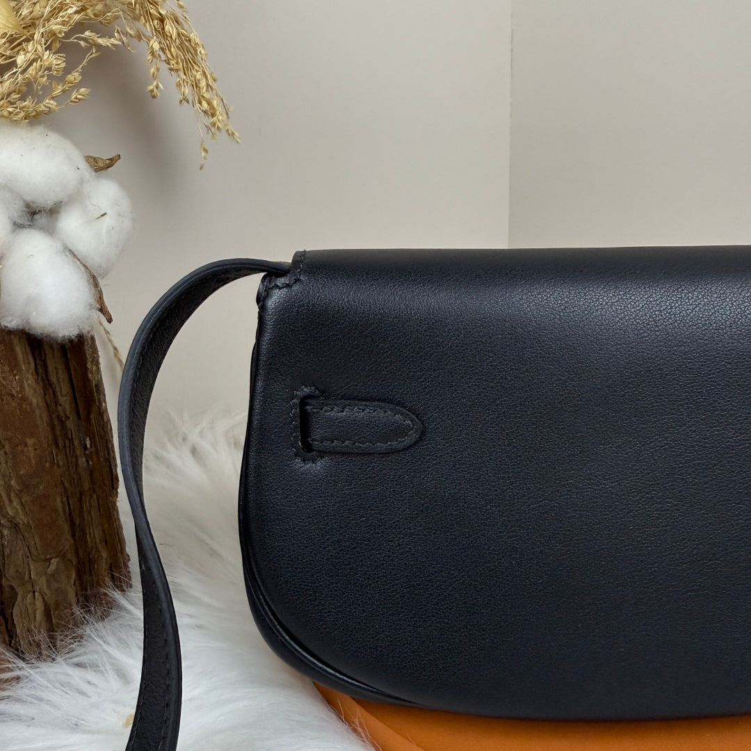 Hermès Black Swift Kelly Moove Bag Silver 825661