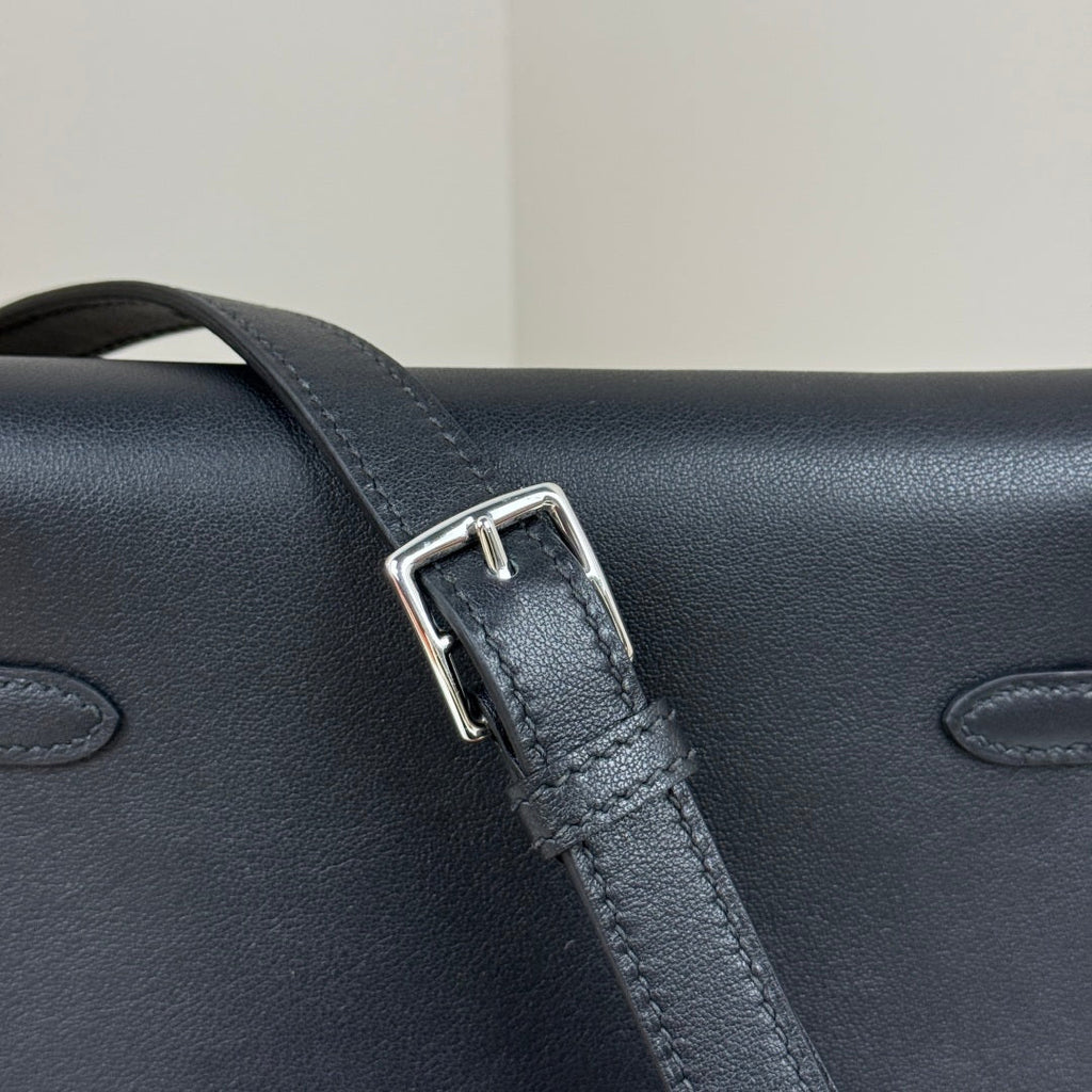 Hermès Black Swift Kelly Moove Bag Silver 825661