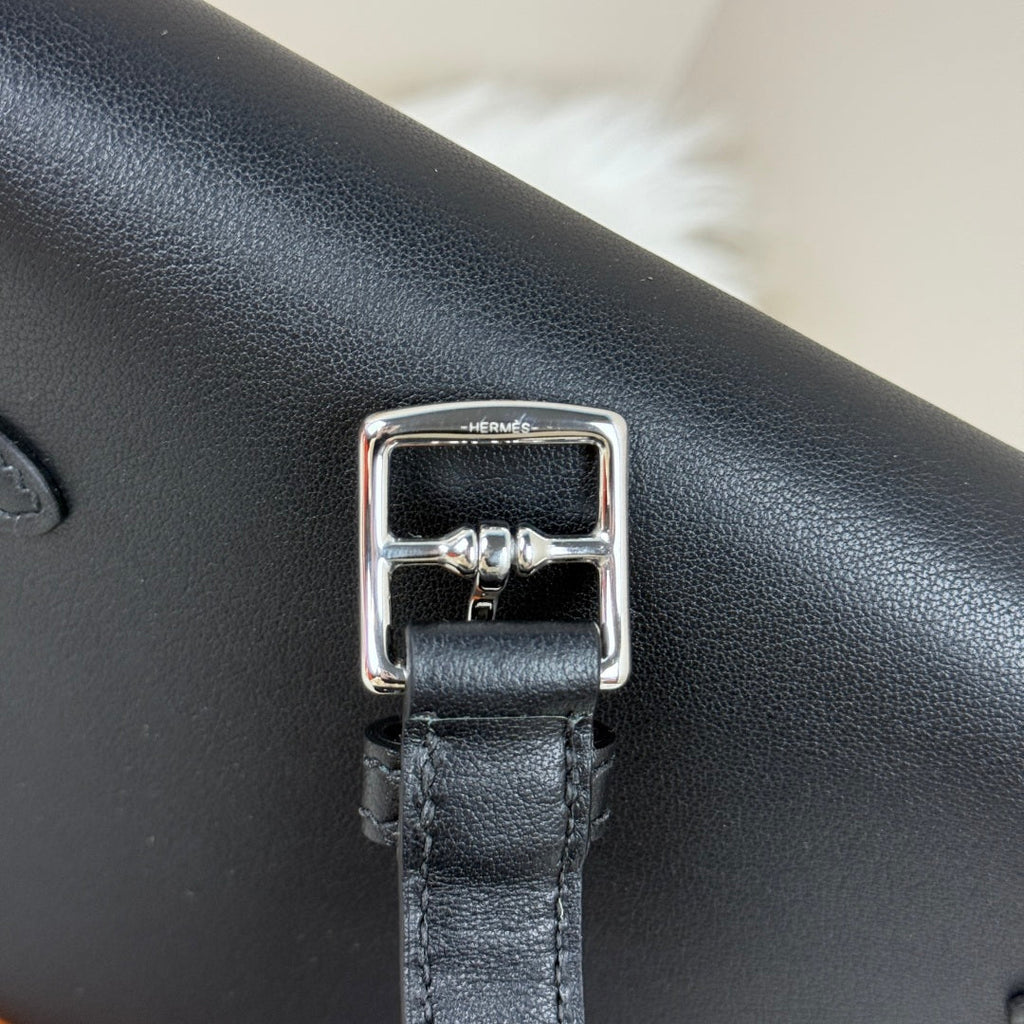Hermès Black Swift Kelly Moove Bag Silver 825661