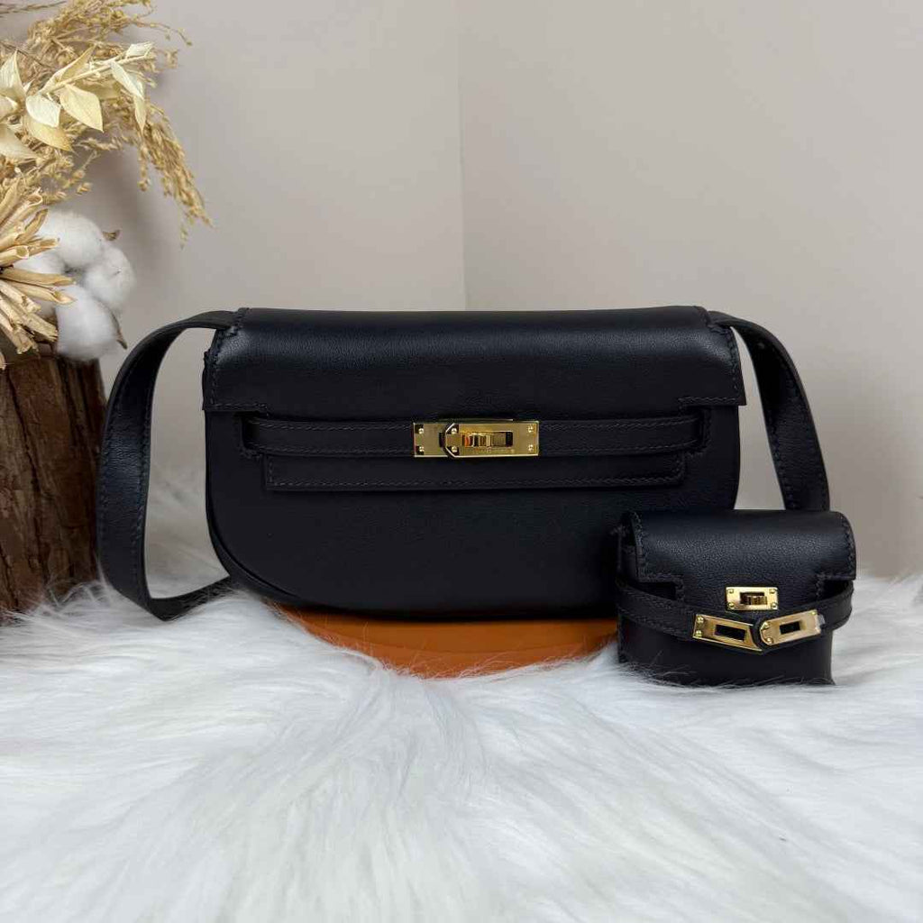 Hermès Black Swift Kelly Moove Bag Gold 825660