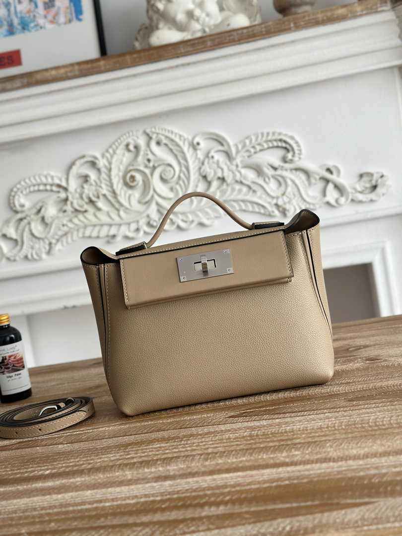 Hermès 24/24 Mini Bag Evercolor Swift Leather Gray Silver